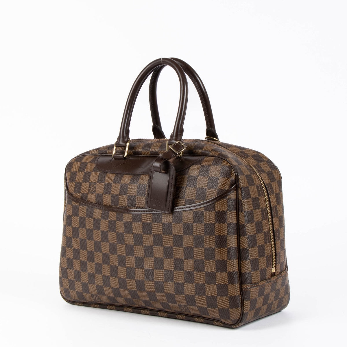 Authentic pre-loved Louis Vuitton Damier Ebene Bowling Vanity Top Handle Bag on Labellov.com