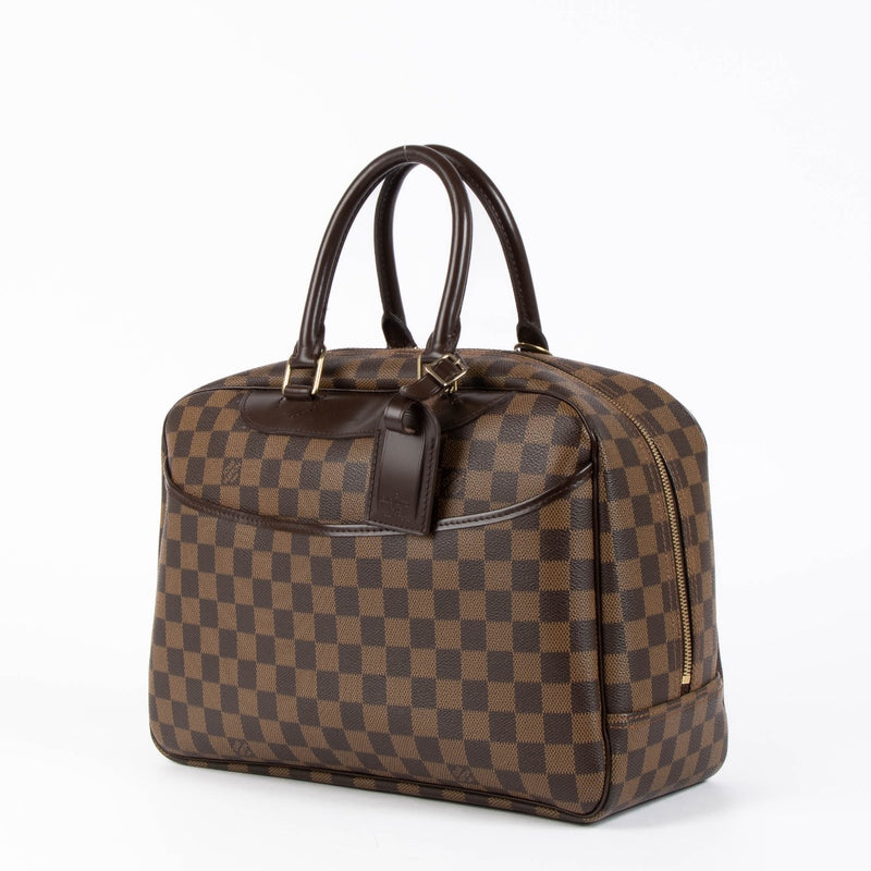Authentic pre-loved Louis Vuitton Damier Ebene Bowling Vanity Top Handle Bag on Labellov.com