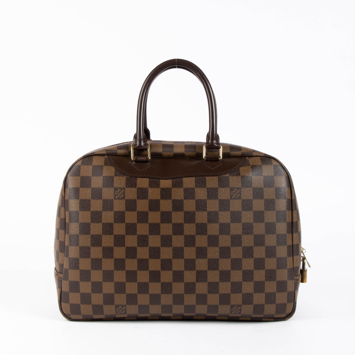 Authentic pre-loved Louis Vuitton Damier Ebene Bowling Vanity Top Handle Bag on Labellov.com