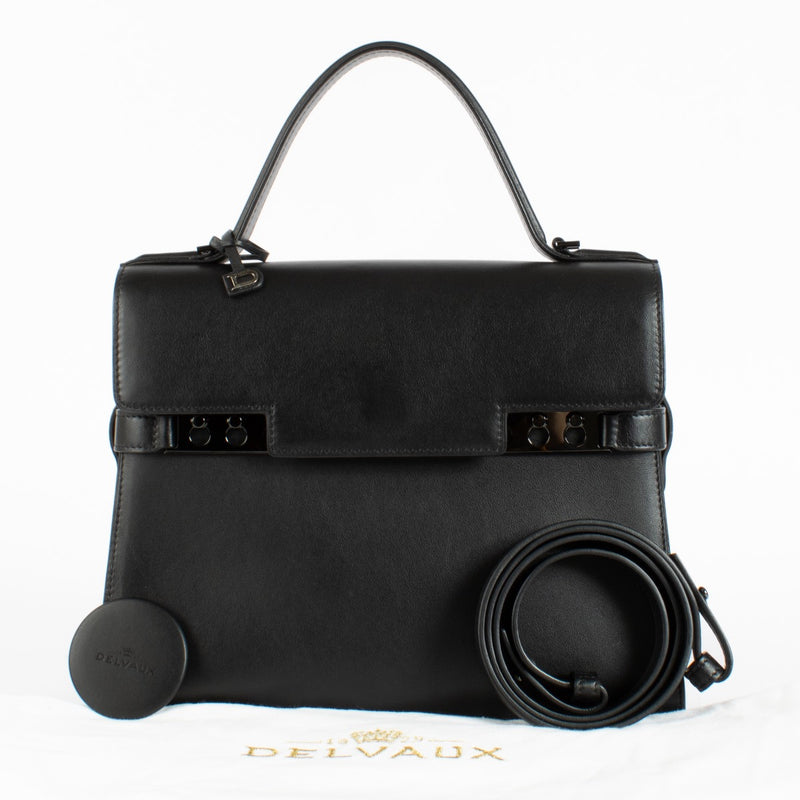 Authentic Second Hand Delvaux So Black Couple Calf Tempête MM Top Handle on Labellov.com