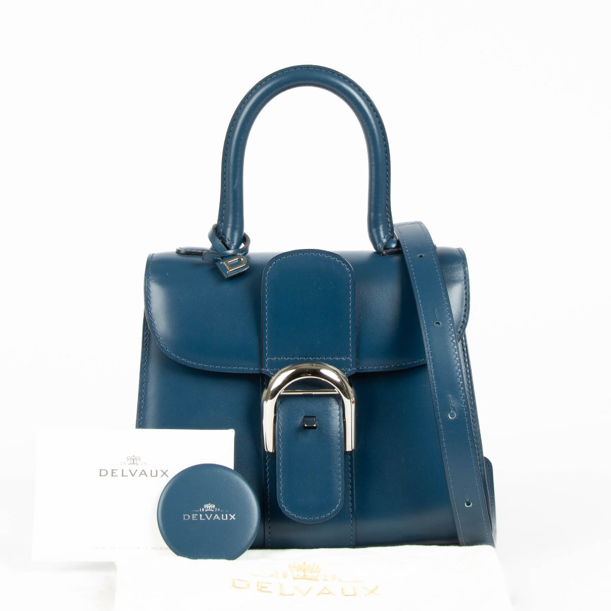 Delvaux Bleu de Prusse Box Calf Brillant Mini