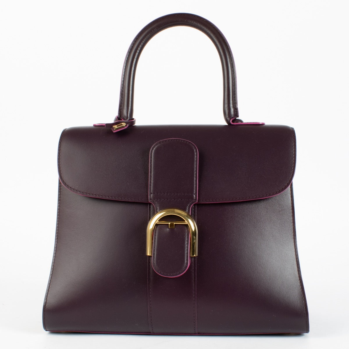 Delvaux Brillant MM in Prune Box Calf leather luxury handbag at Labellov.com