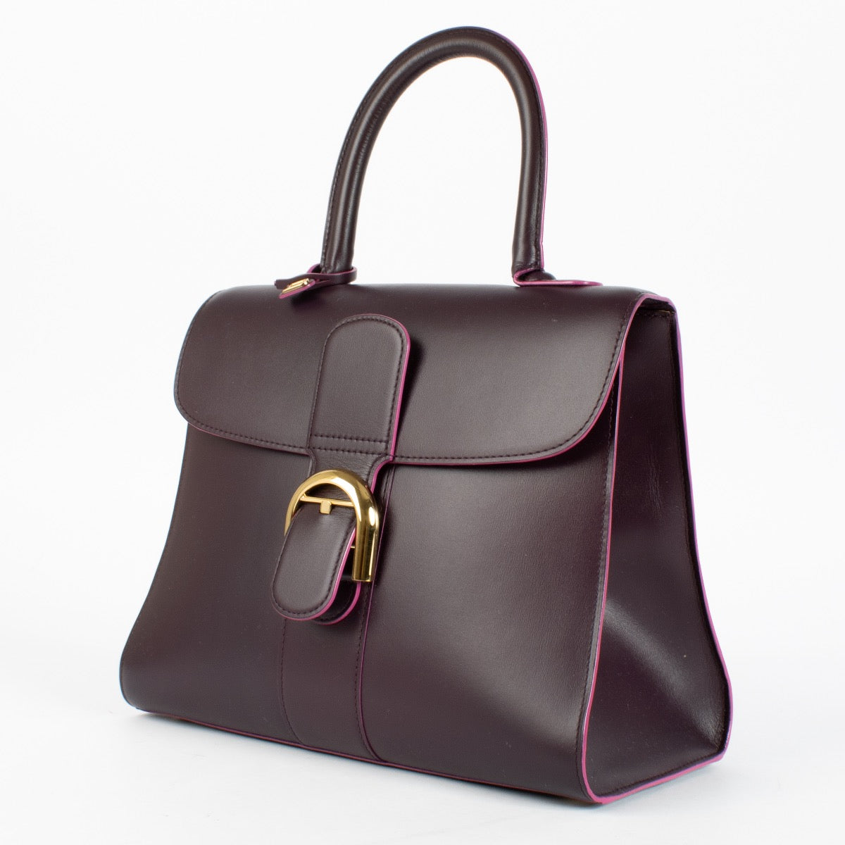 Delvaux Brillant MM in Prune Box Calf leather luxury handbag at Labellov.com