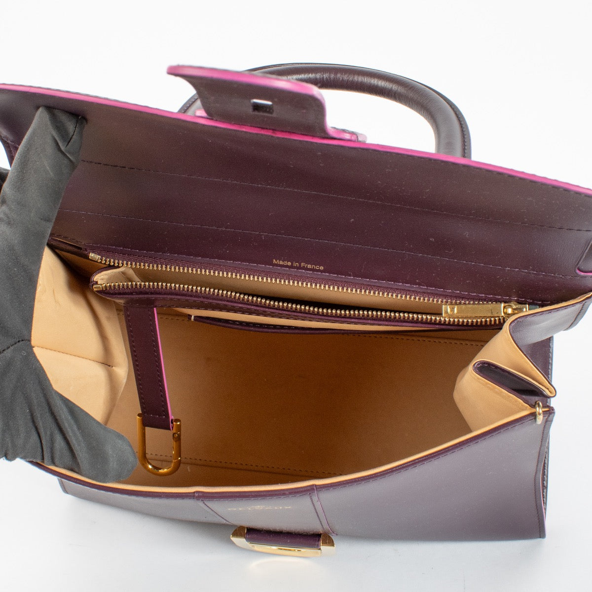 Delvaux Brillant MM in Prune Box Calf leather luxury handbag at Labellov.com
