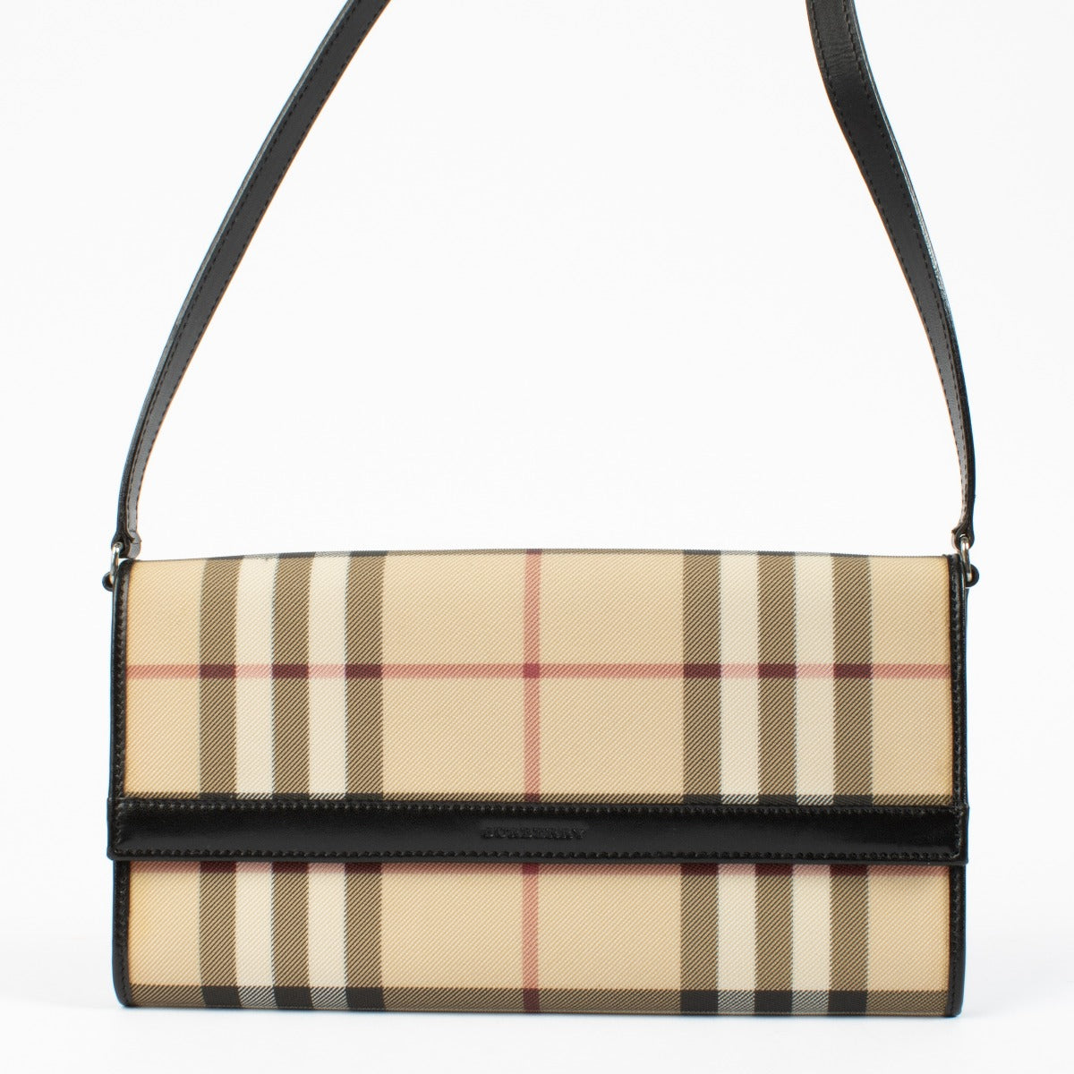 Burberry Beige Check Portemonnee met Bandje