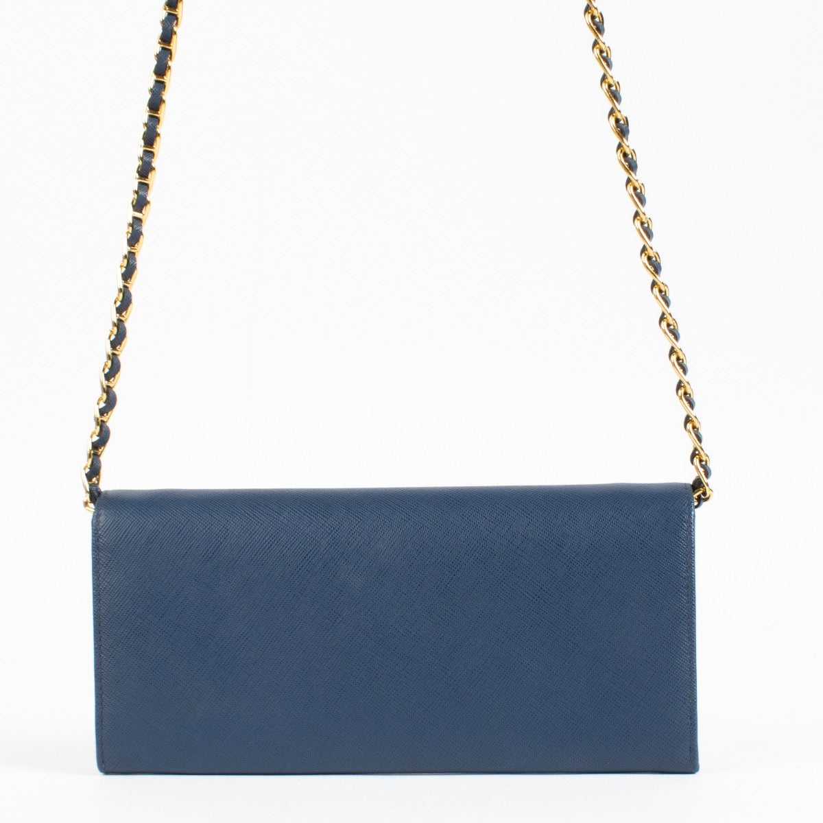 Prada Blue Saffiano Wallet On Chain Crossbody Bag