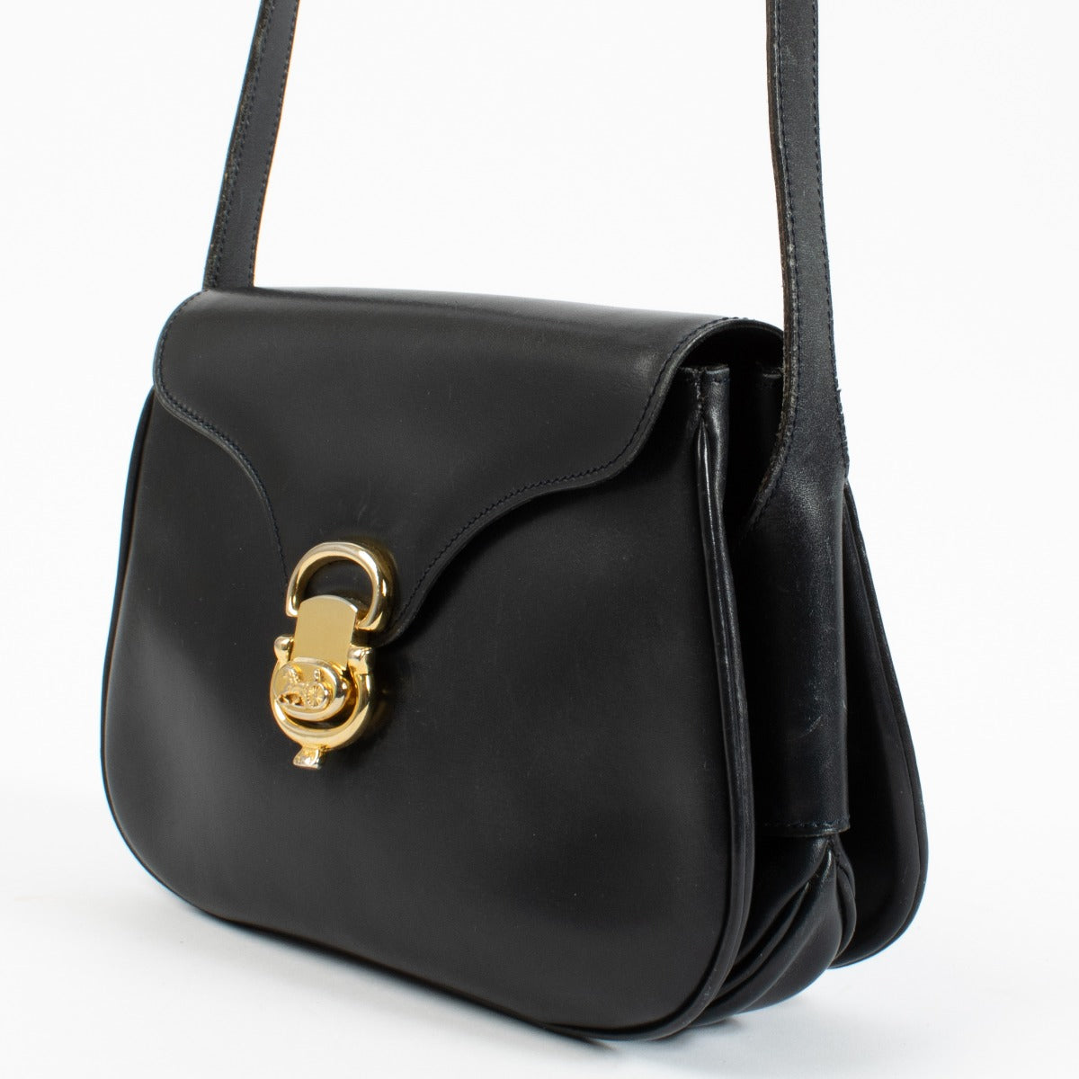 Sac vintage Celine cabas en veau brillant bleu