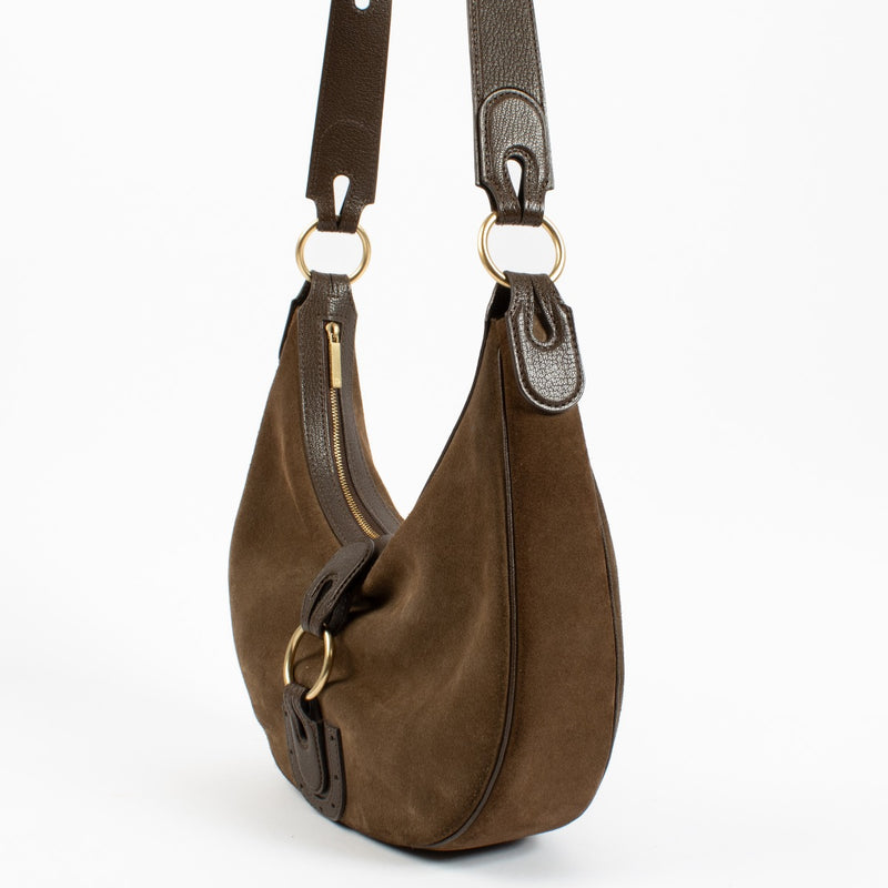 Delvaux Brown Suede Camille PM Bag