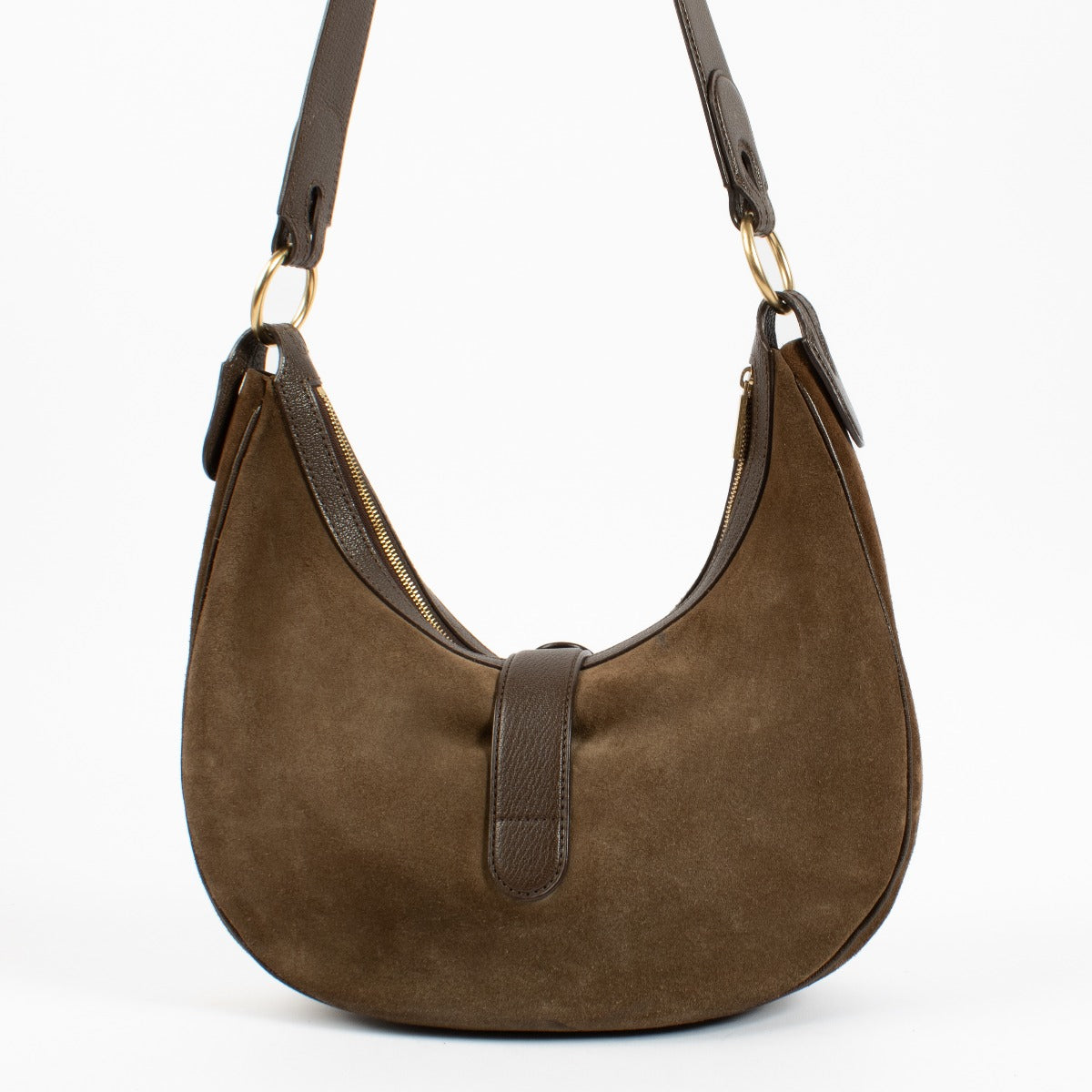 Delvaux Brown Suede Camille PM Bag