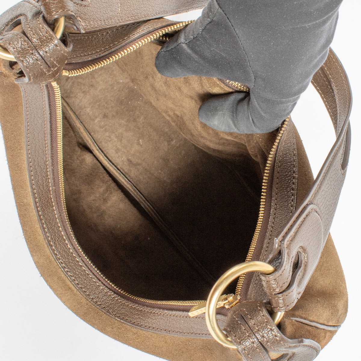 Delvaux Brown Suede Camille PM Bag
