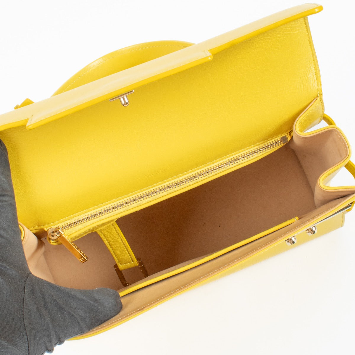 Delvaux Yellow Tempête MM Top Handle Bag