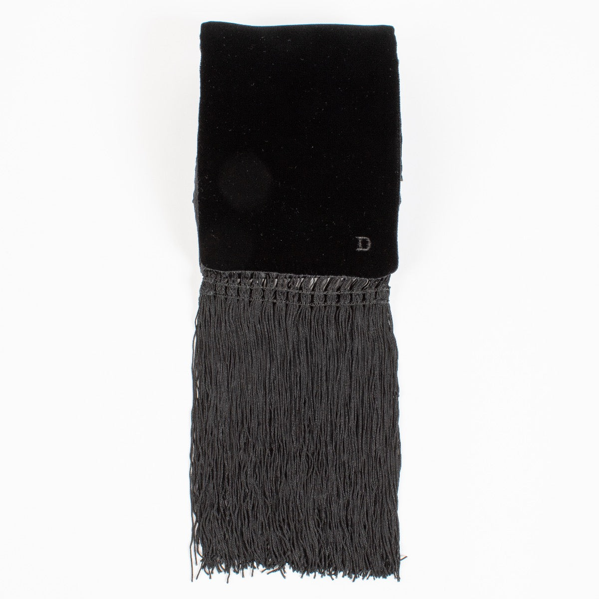 Delvaux Black Velvet Fringed Scarf