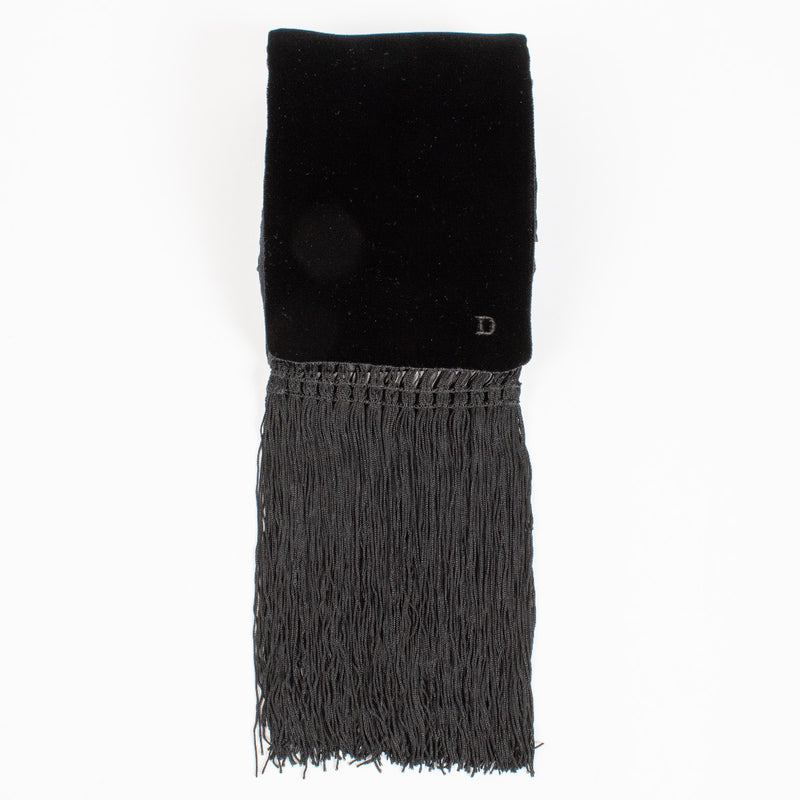 Delvaux Black Velvet Fringed Scarf
