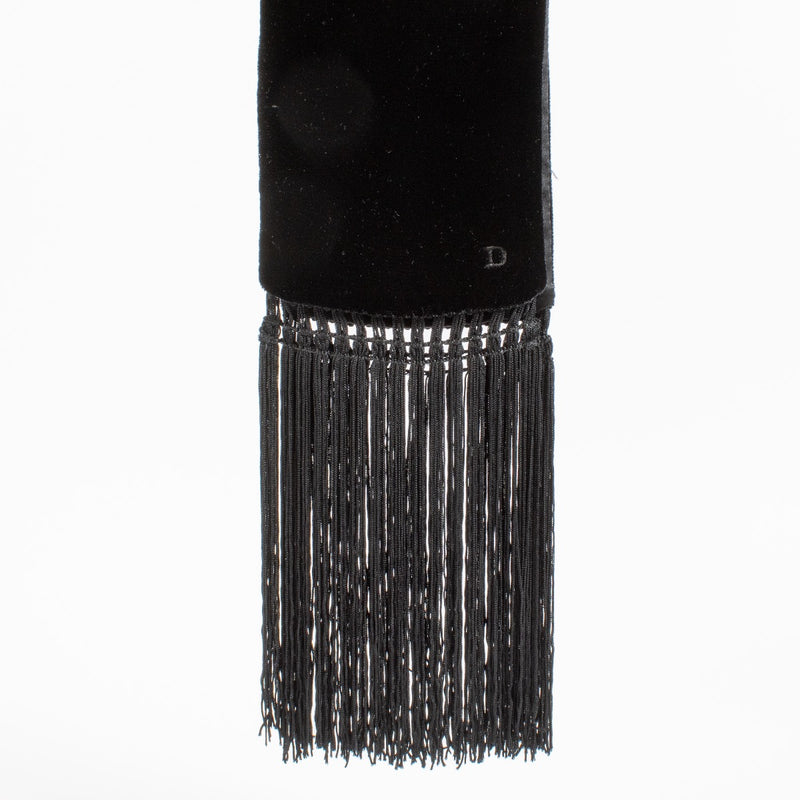 Delvaux Black Velvet Fringed Scarf