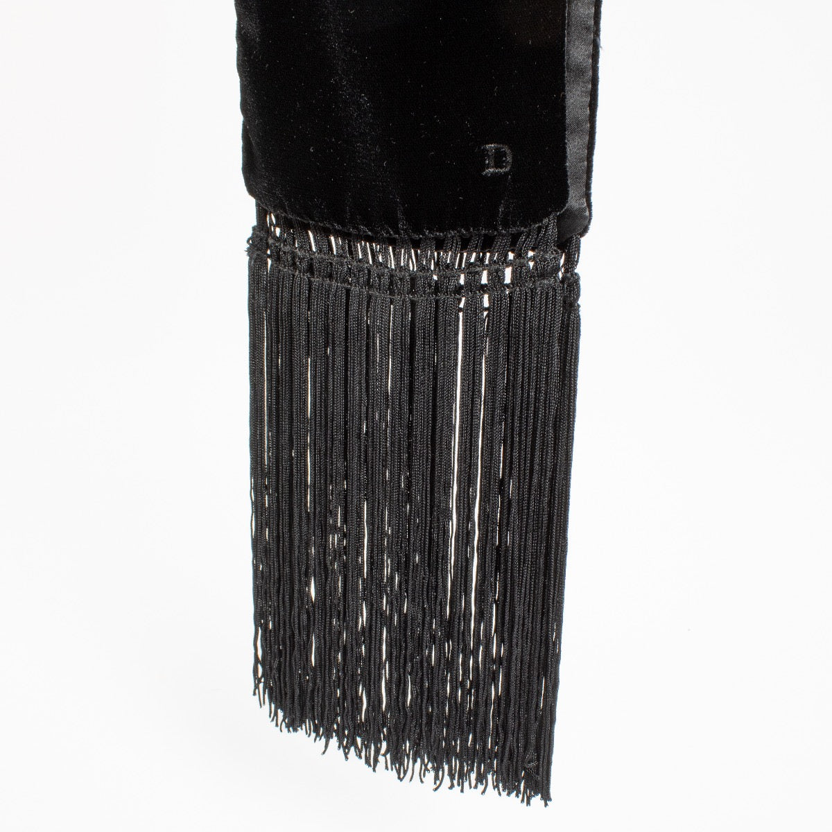 Delvaux Black Velvet Fringed Scarf