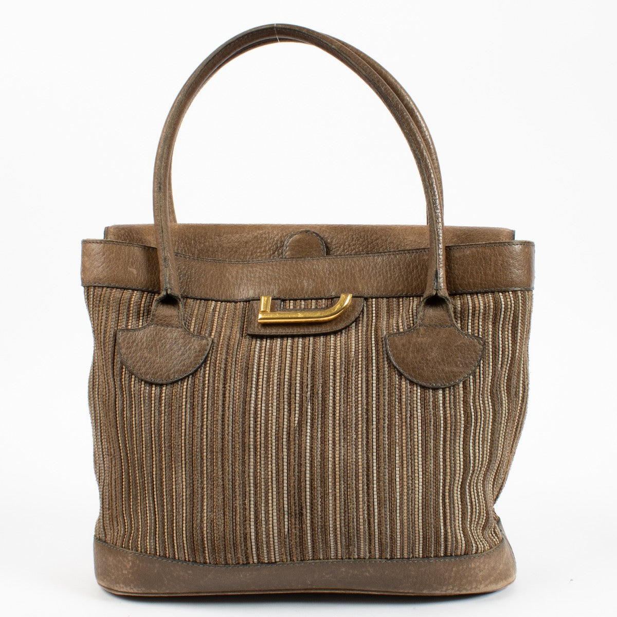 Delvaux Beige Toile de Cuir Handbag
