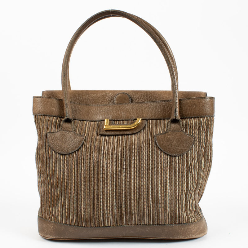 Delvaux Beige Toile de Cuir Handbag