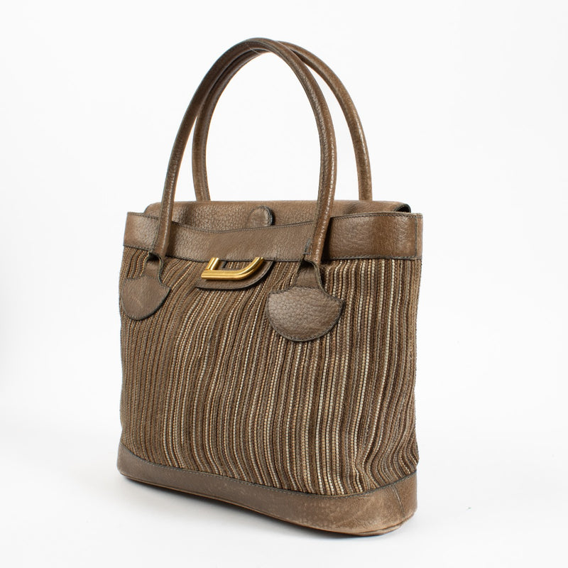 Delvaux Beige Toile de Cuir Handbag