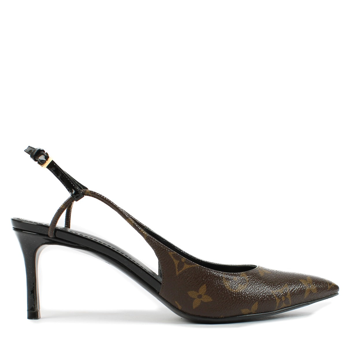 Shop Louis Vuitton Monogram Chérie Slingbacks at Labellov. Crafted from iconic Monogram canvas, featuring a sleek slingback design and pointed toe. In very good condition with slight wear on the soles. Available at Labellov.