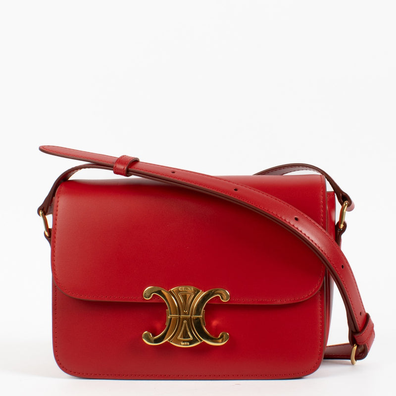 shop 100% authentic second hand Celine Red Shiny Calfskin Teen Triomphe Bag on Labellov.com