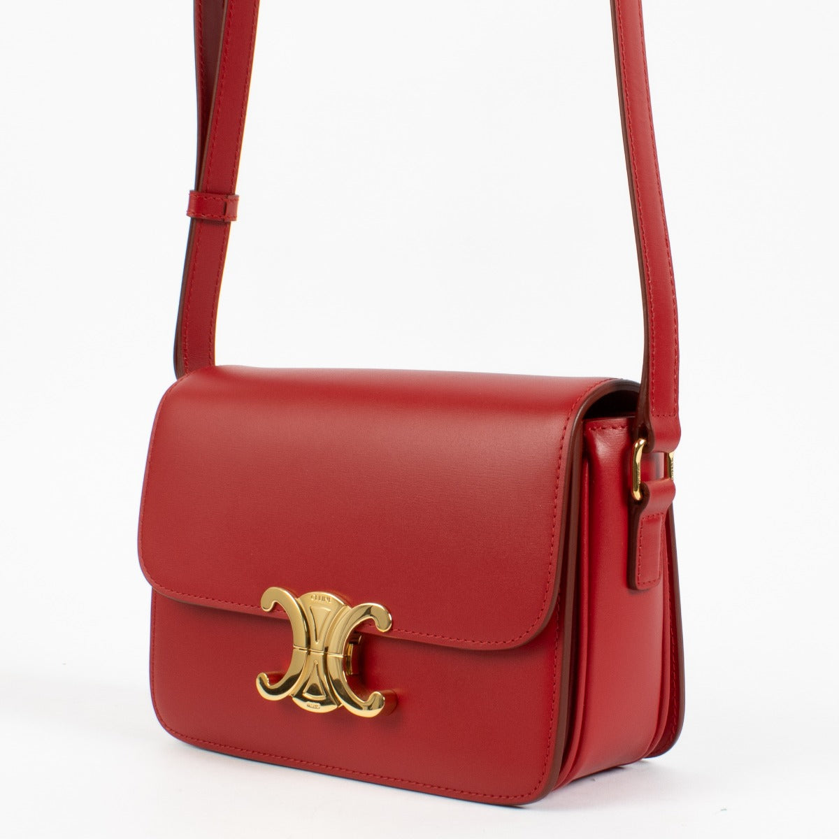 shop 100% authentic second hand Celine Red Shiny Calfskin Teen Triomphe Bag on Labellov.com