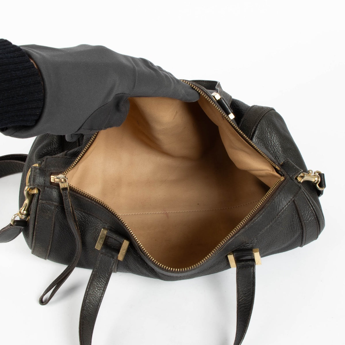 Authentic pre-loved Delvaux Brown Leather Lily Top Handle Bag on Labellov.com
