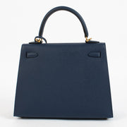 Shop authentic 2024 Hermès Kelly 25 Bleu Navy Epsom GHW on www.labellov.com