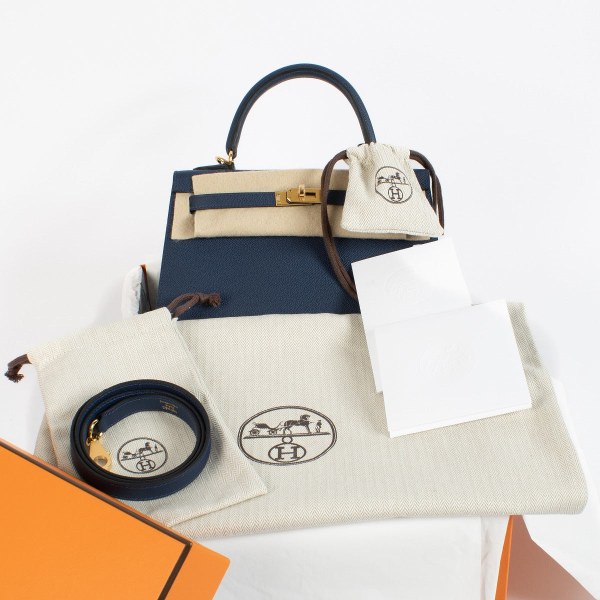 Hermès Kelly 25 Bleu Navy Epsom GHW