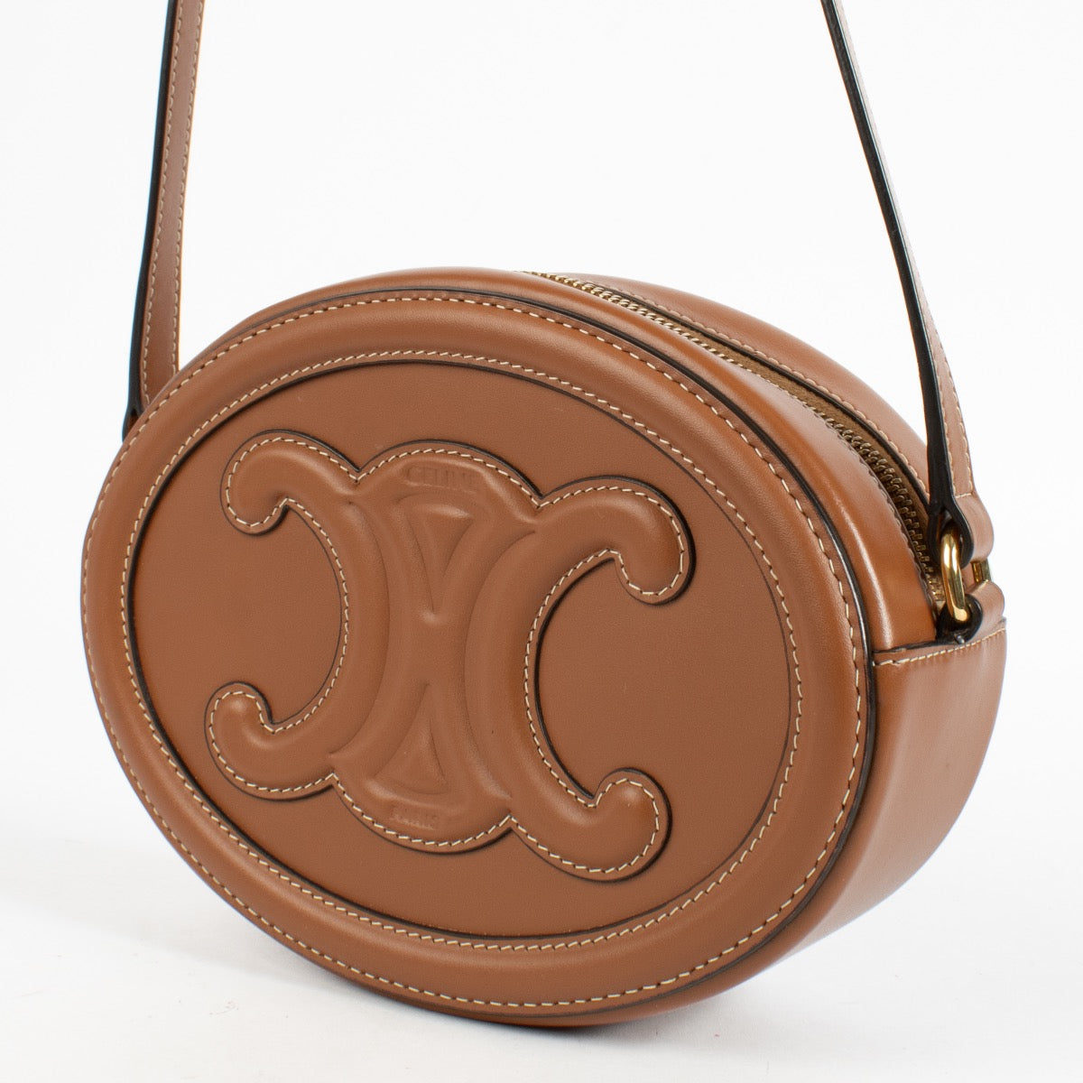Shop Second Hand Celine Cuir Triomphe Tan Oval Purse on Labellov.com.