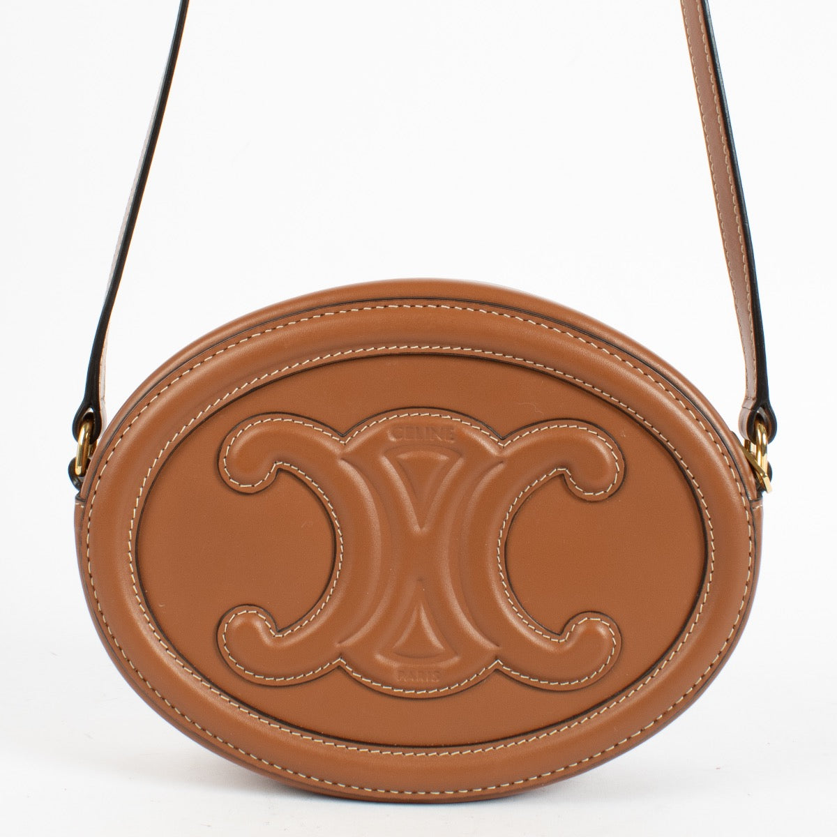 Shop Second Hand Celine Cuir Triomphe Tan Oval Purse on Labellov.com.
