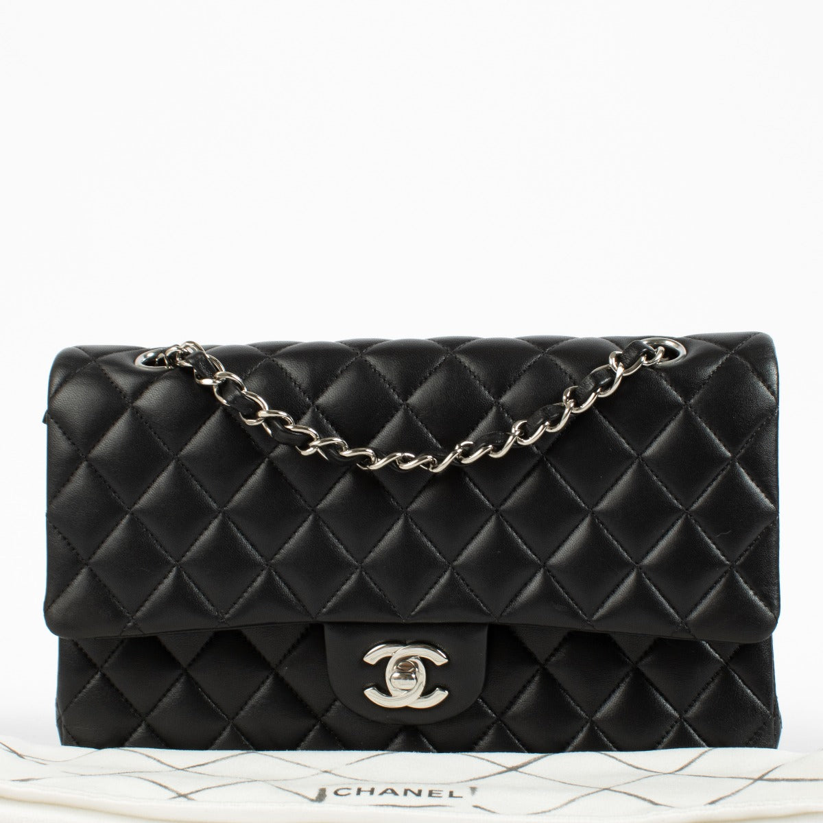 shop 100% authentic second hand Chanel Black Lambskin Medium Classic Flap Bag on Labellov.com