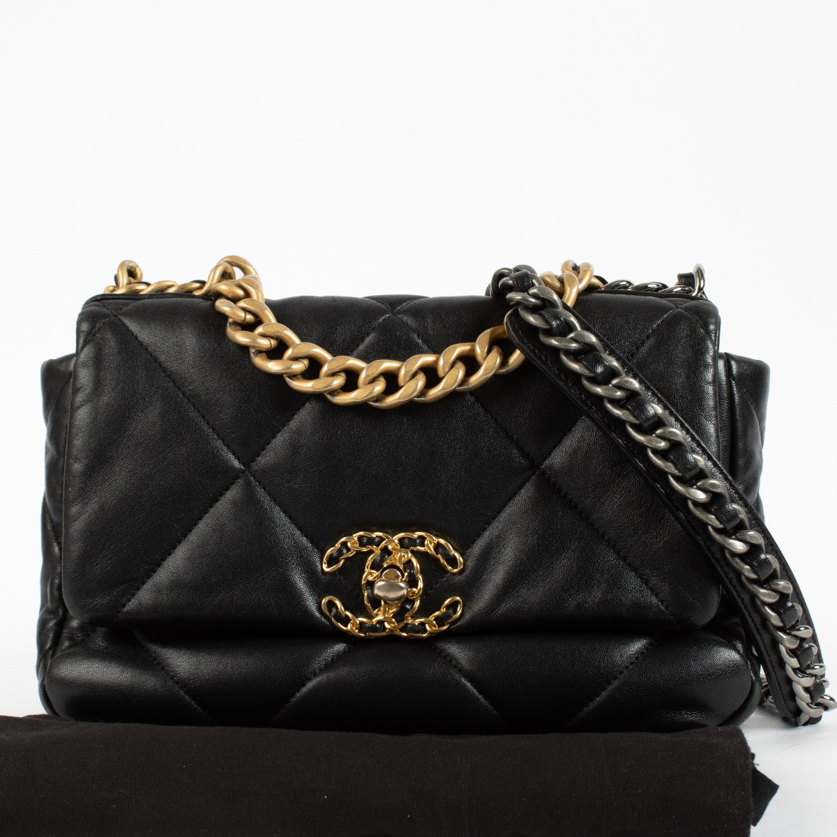 Shop 100% authentic secondhand Chanel Black Medium 19 Lambskin Crossbody on Labellov.com