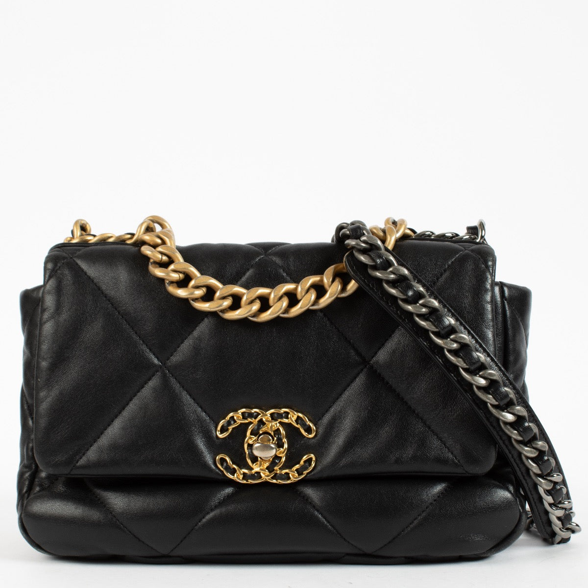 Shop 100% authentic secondhand Chanel Black Medium 19 Lambskin Crossbody on Labellov.com