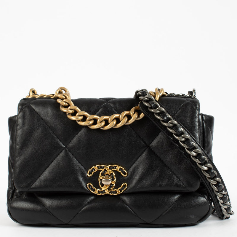 Shop 100% authentic secondhand Chanel Black Medium 19 Lambskin Crossbody on Labellov.com