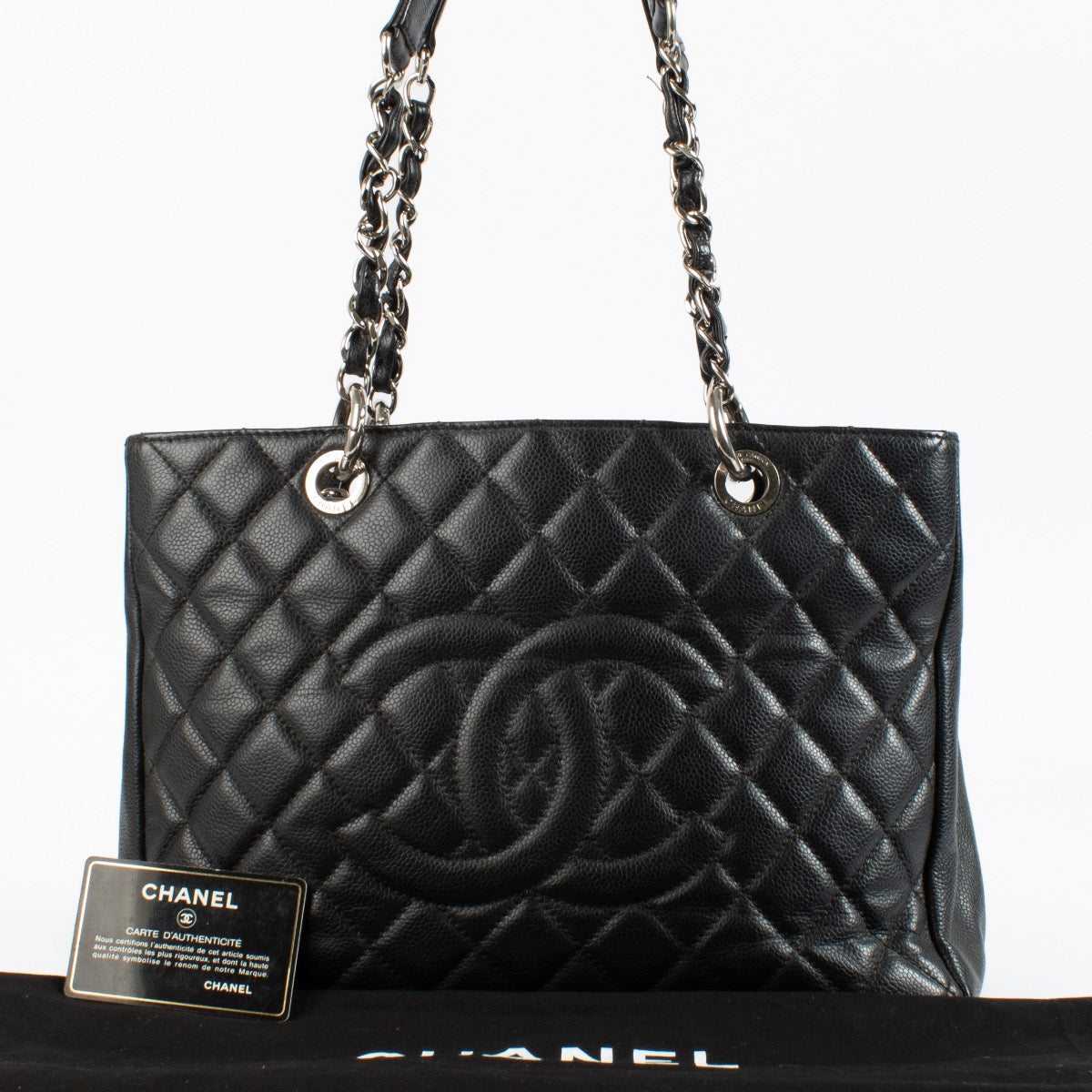 shop authentic Chanel Black GST Shopping Tote Bag on www.labellov.com
