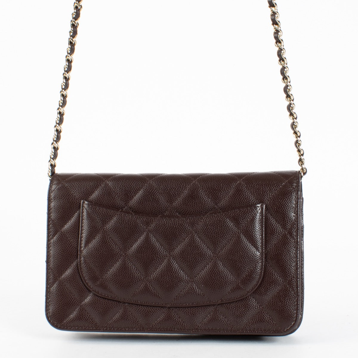 Chanel Dark Brown Caviar Wallet On Chain