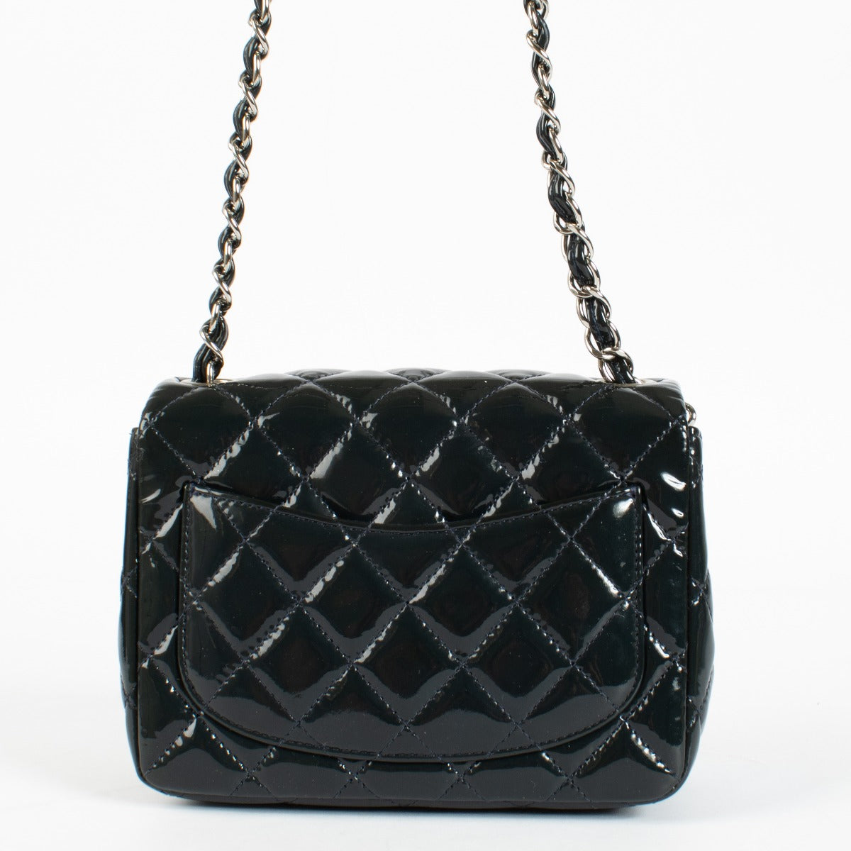 Chanel Blue Patent Leather Mini Square Classic Bag