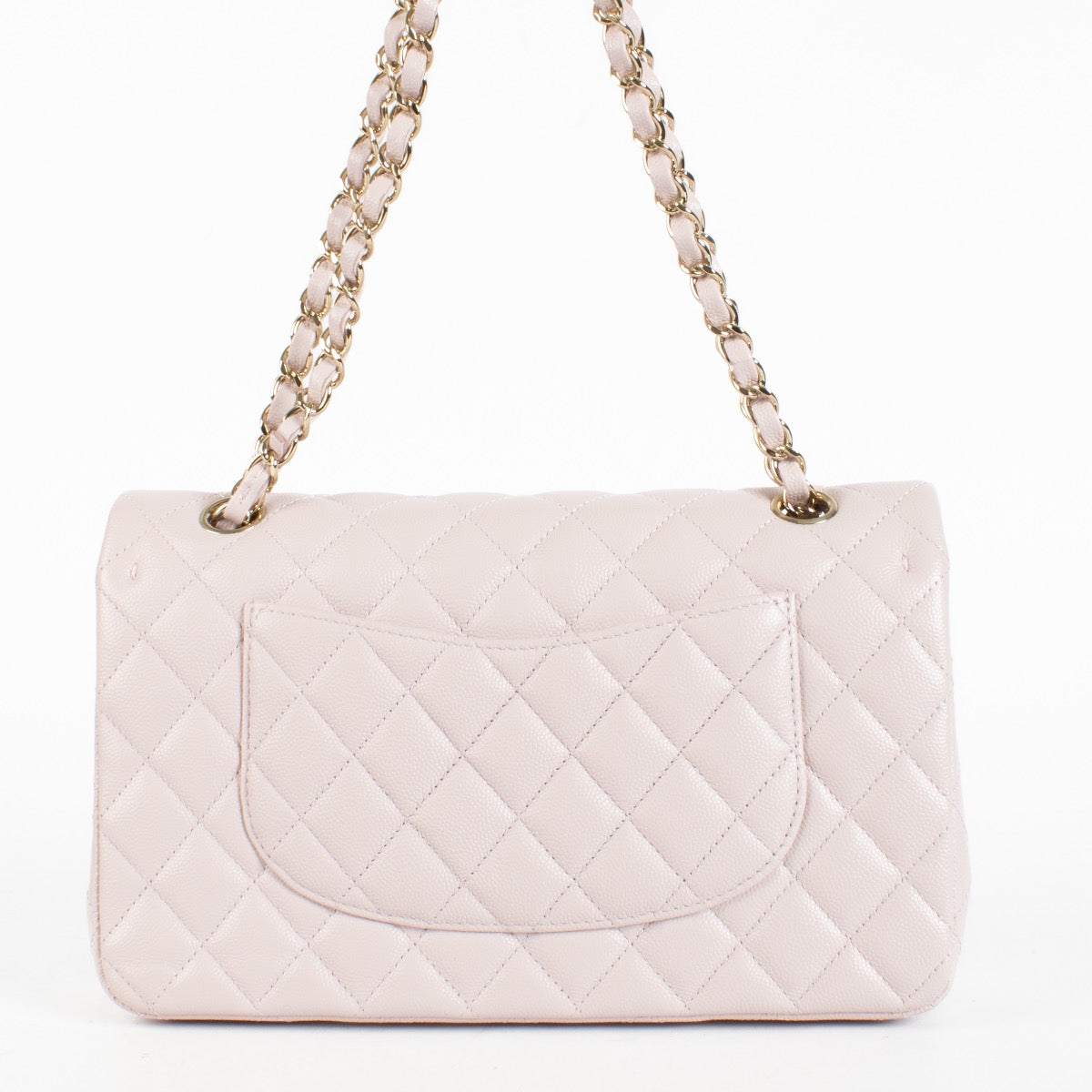 Authentic Second Hand Chanel Pale Pink Caviar Medium Classic 11.12 Bag in brand new condition with stickers on Labellov.com