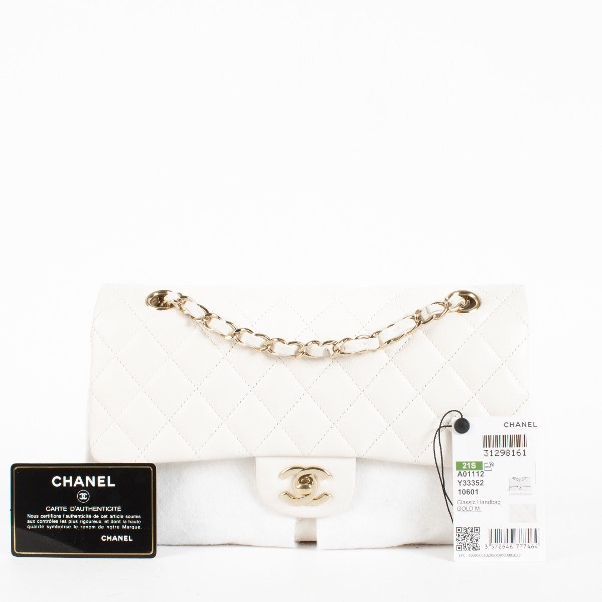 Authentic Preloved Chanel White Caviar Medium Classic 11.12 Bag on Labellov.com