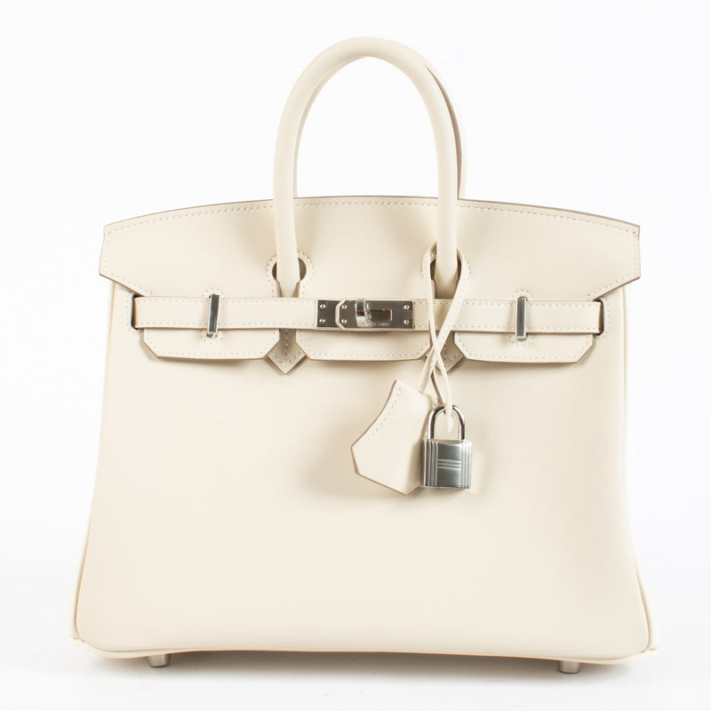 Authentic second hand brand new Hermès Birkin 25 Craie Swift Palladium Hardware on www.labellov.com