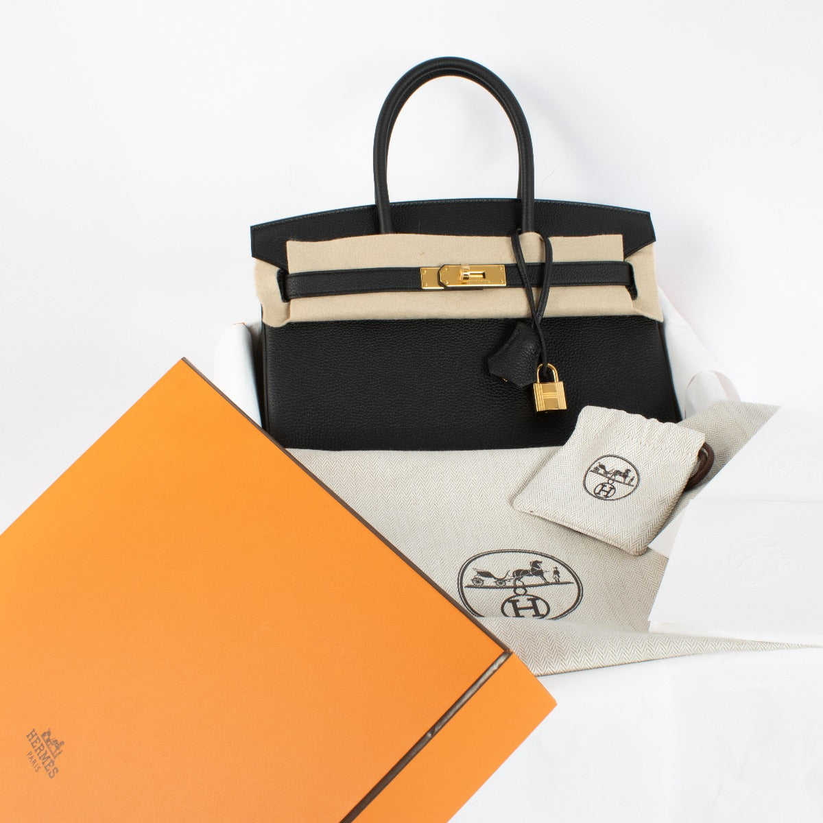 Authentic second hand designer vintage brand new store fresh Hermès Birkin 30 Black Togo GHW
