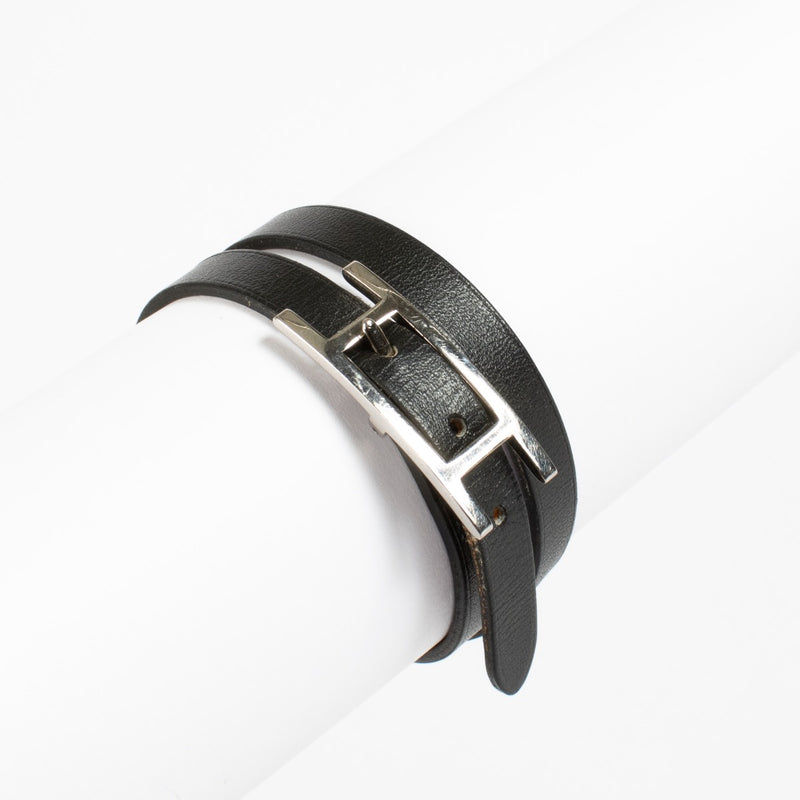 Hermès Black Hapi Double Tour Bracelet - Size T2