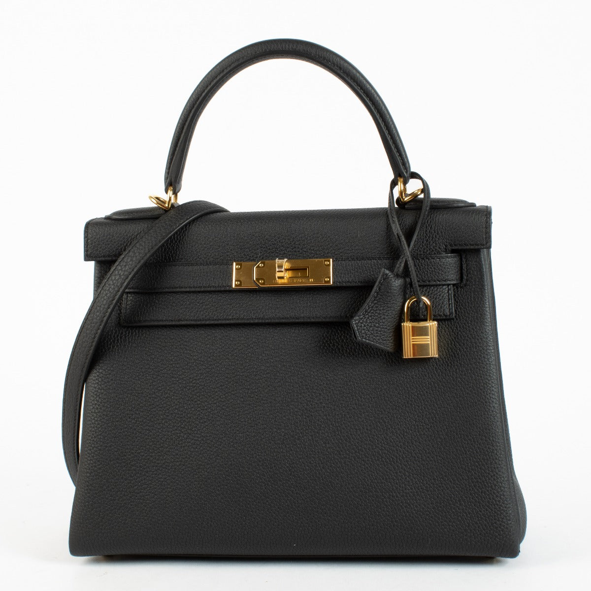 Hermès Kelly 28 Zwart Togo GHW