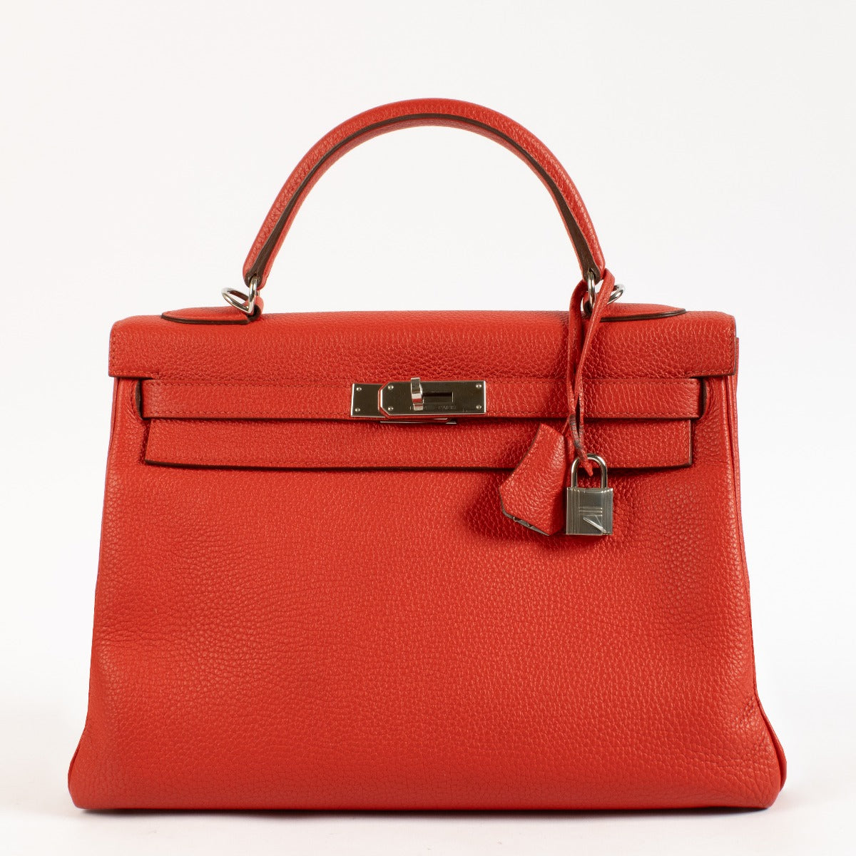 Hermès HSS Kelly 32 Rouge Geranium/Gris Mouette Togo PHW