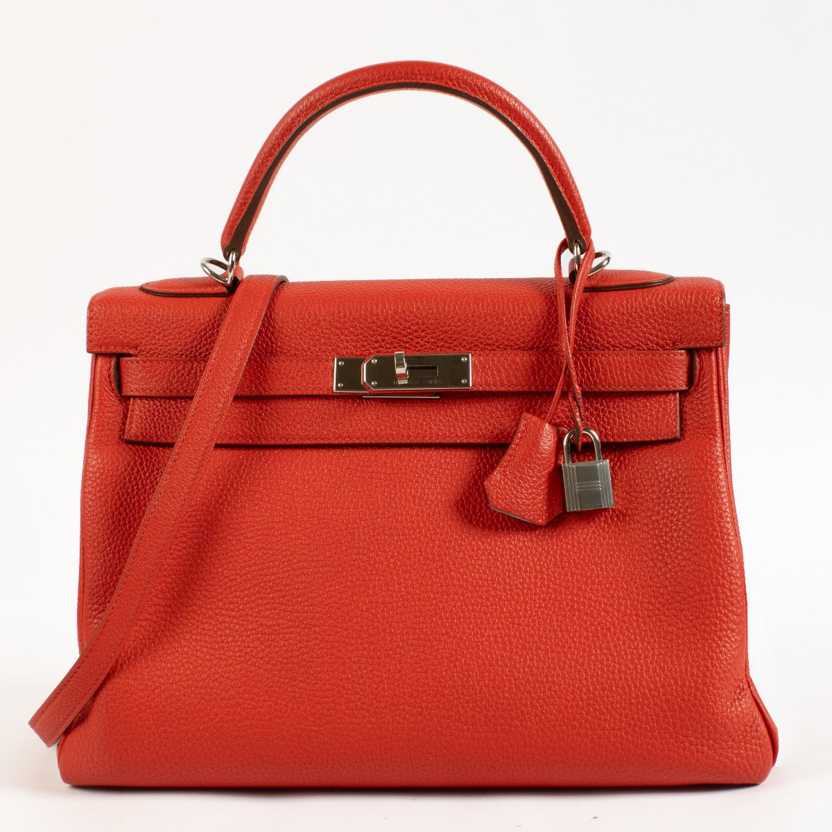 Hermès HSS Kelly 32 Rouge Geranium/Gris Mouette Togo PHW