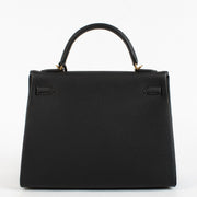 Authentic second hand luxury brand new 2025 Hermès Kelly 32 Black Togo GHW on www.labellov.com