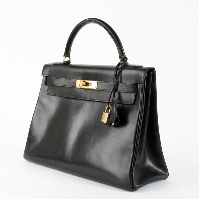 shop 100% authentic second hand Hermès Vintage Kelly 32 Black Box GHW on Labellov.com