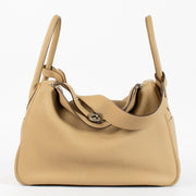 Authentic secondhand Hermès Lindy 34 in Biscuit Taurillon Clemence leather with palladium hardware at Labellov.com.