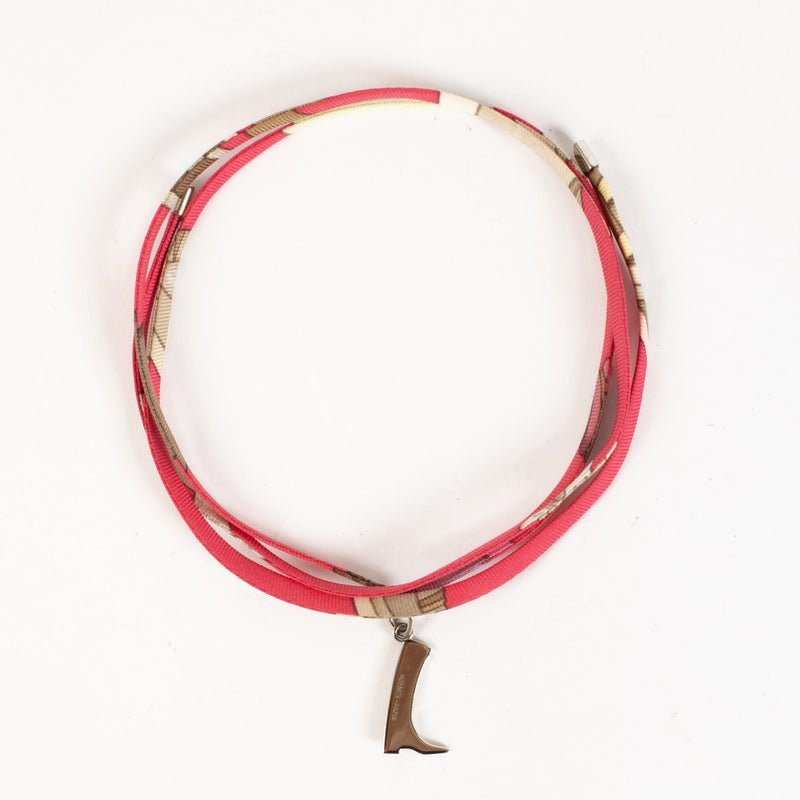 Hermès Silk Tourbillon de Couleurs Boot Charm Bracelet/Necklace