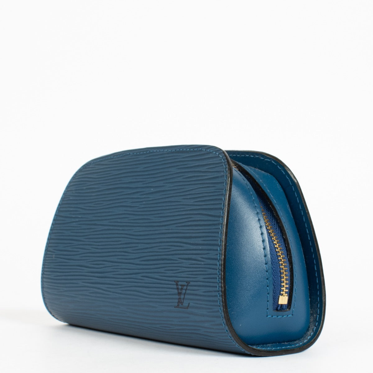 Pochette Louis Vuitton Dauphine PM en cuir Épi bleu Tolède